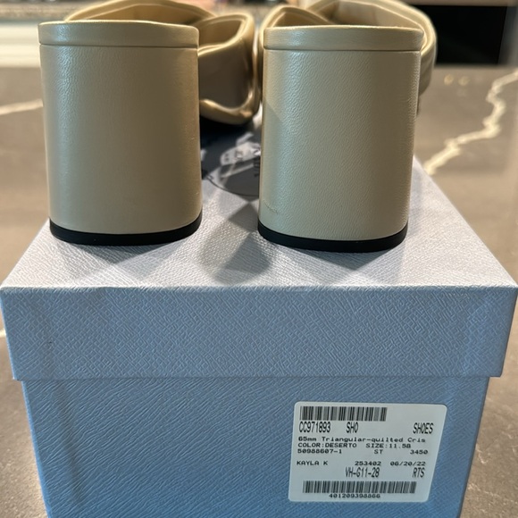 Prada Donna Nappa Leather Quilted 65mm Heels. Deserto color w/ box Size 41.5. - Picture 5 of 14